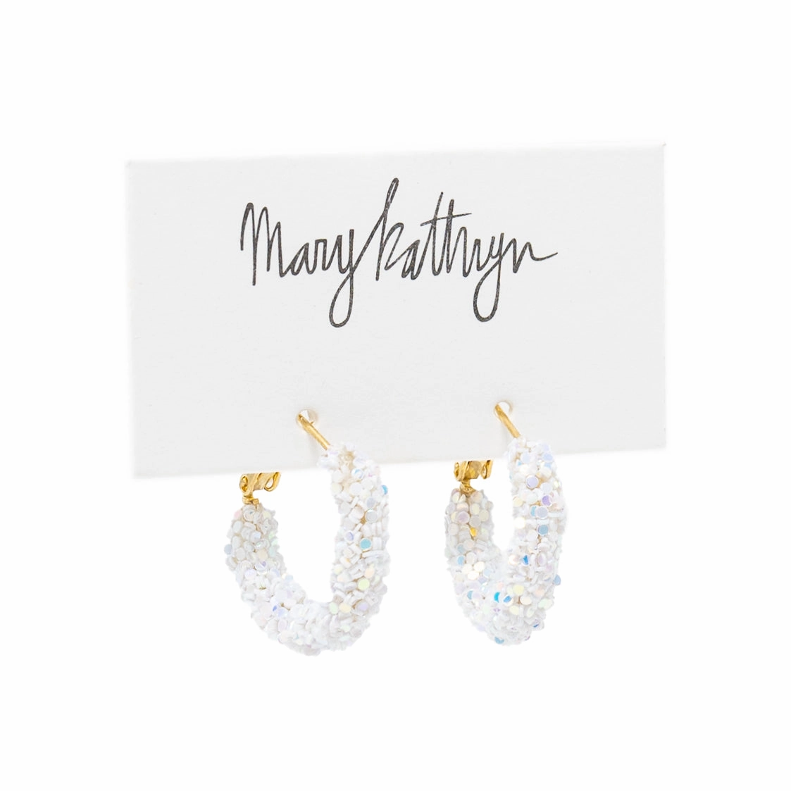 White Glitter Hoops Chic Gift