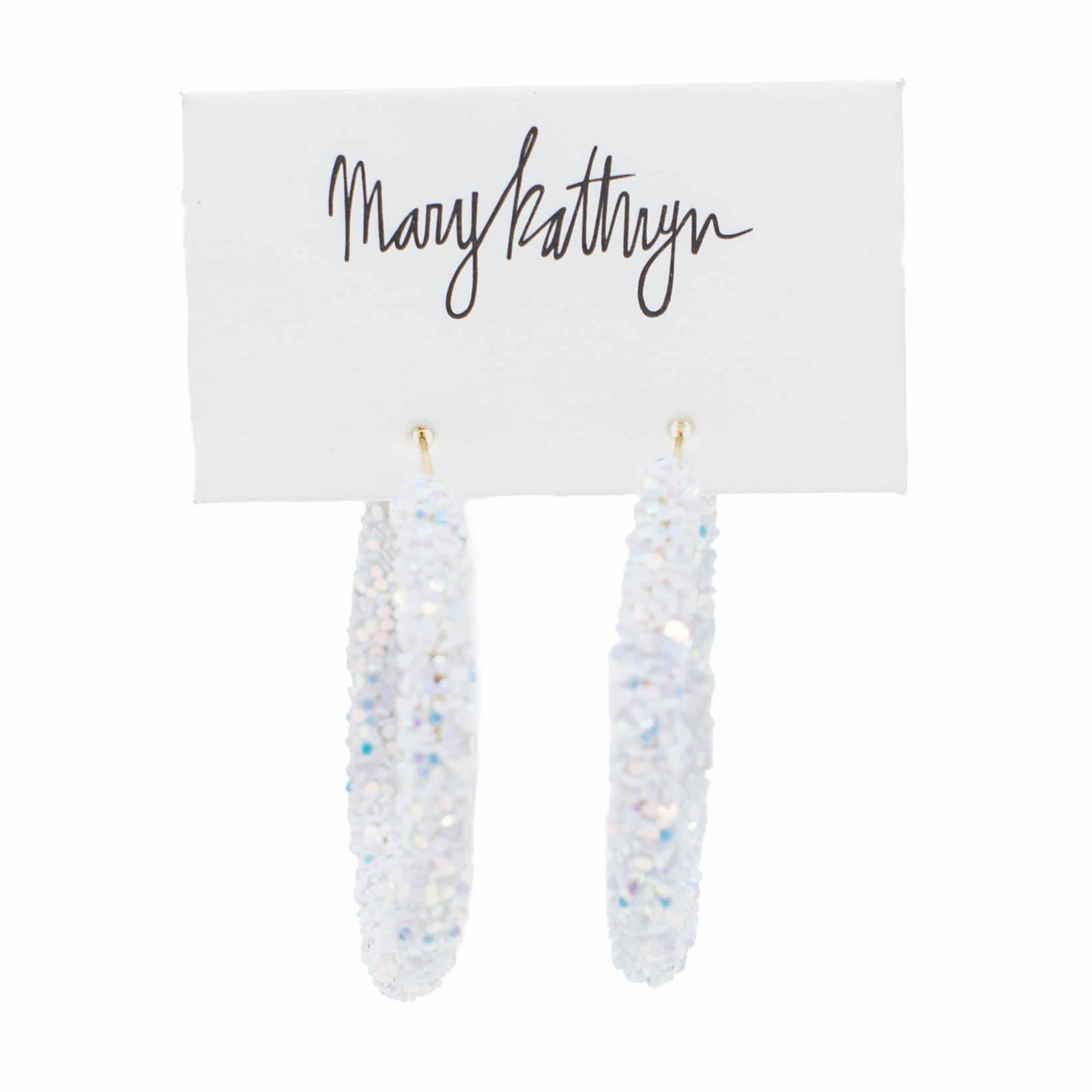 Glamorous Accessory White Glitter Hoops