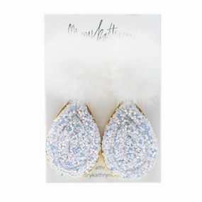 Unique Radiance White Lacey Puff Earrings
