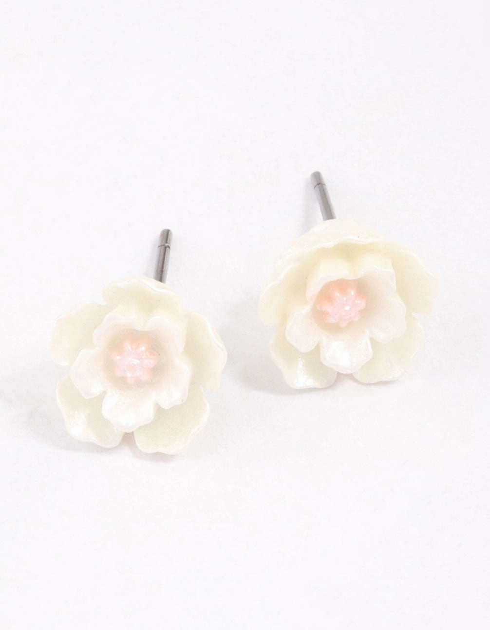 White Pearlised Flower Stud Earrings Beauty Fit Formal Style