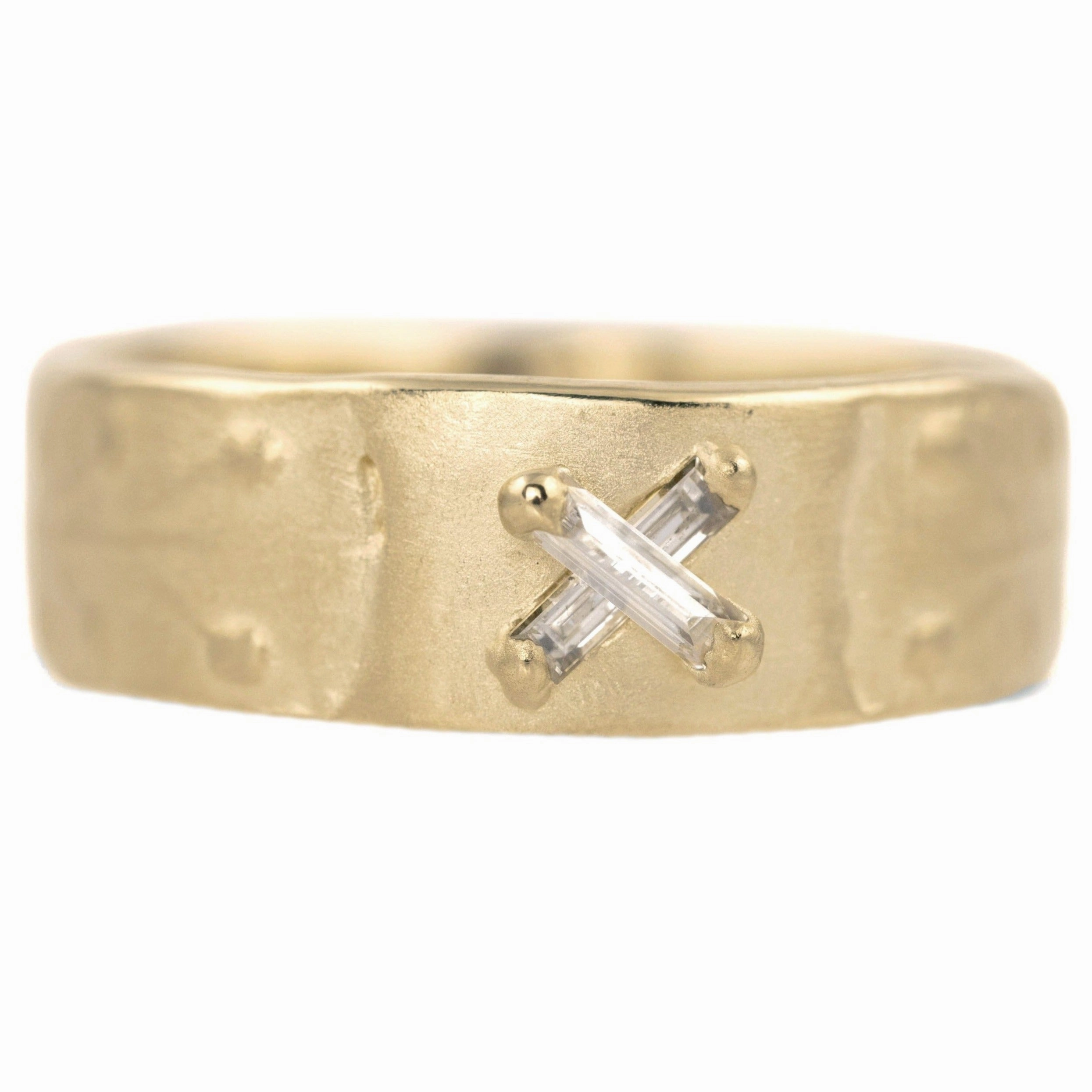 Wide Gold   Baguette Diamond Band with 14k   Diamonds Opulent Glow