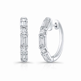 Vintage Option 18kw DIAMOND HOOP EARRINGS