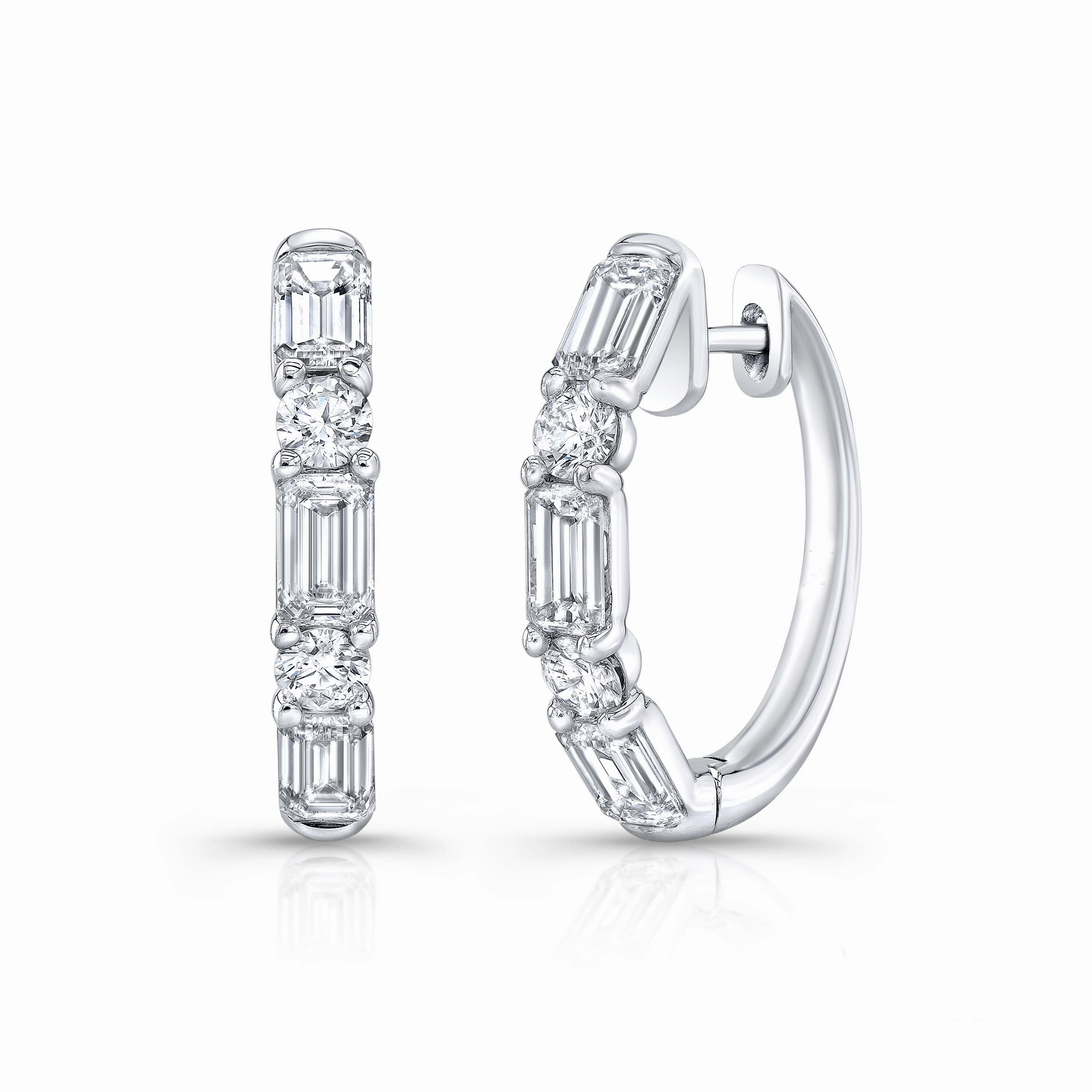Vintage Option 18kw DIAMOND HOOP EARRINGS