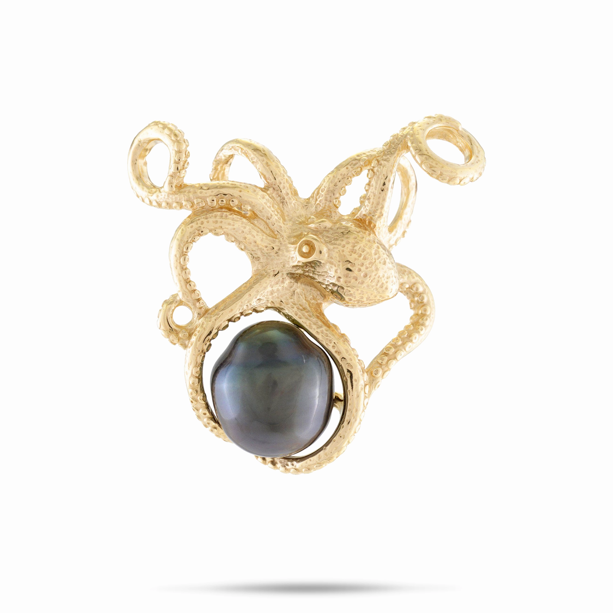 Exquisite Jewelry He?e (Octopus) Tahitian Black Pearl Pendant in Gold-10-11mm