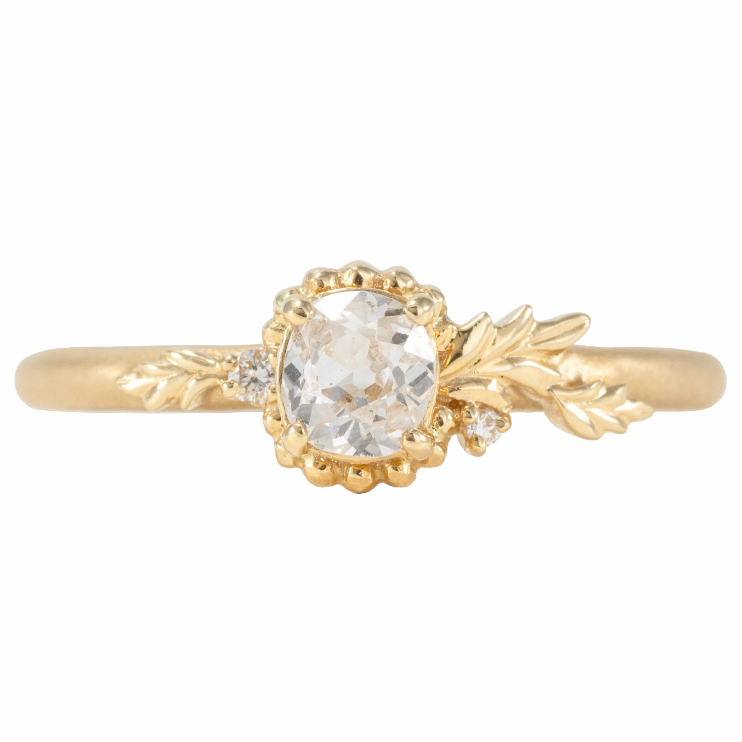 Wood Nymph Daphne Cherie Engagement Ring - 18K Yellow Gold, .33 ctw Antique Old Mine Cut Diamond   Diamond Accents (.02 ctw) Sophisticated Gifts