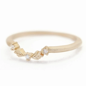 Vintage Pop Boho Mood Wood Nymph Faye 3-Stone Guard Band - l8k Gold   Diamonds (.02 ctw)