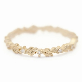 Luxury Gifts Comfort Mood Wood Nymph Faye Slender Band - 18k Yellow Gold   Diamonds (.1 ctw)