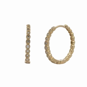 Night Ornament Yellow Gold Diamond Hoop Earrings