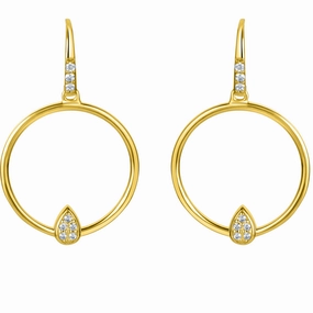 Yellow-Tone Sterling Silver Floating Teardrop Charm Earrings Affordable Vibe Industrial Accessory