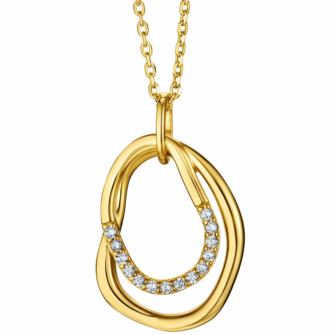 Wedding Piece Anniversary Joy Yellow-Tone Sterling Silver Organic Hoop Pendant