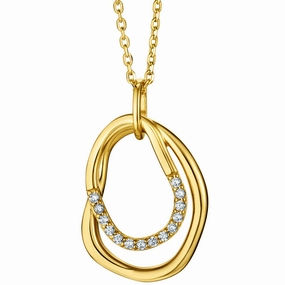 Wedding Piece Anniversary Joy Yellow-Tone Sterling Silver Organic Hoop Pendant