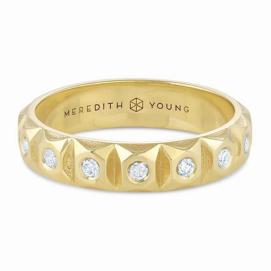 Ziggurat Eternity Band in Diamonds - 18k Gold   Diamonds Date Fit